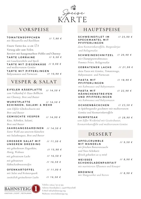 Vorschau der aktuellen Speisekarte